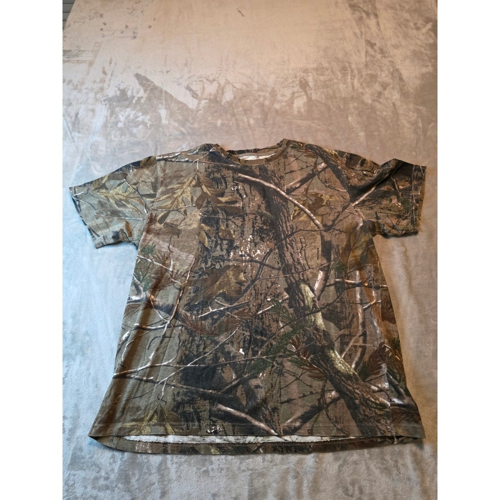 Game Winner T Shirt Mens Large Brown Real Tree Camo Short Sleeve Hunting Tee
